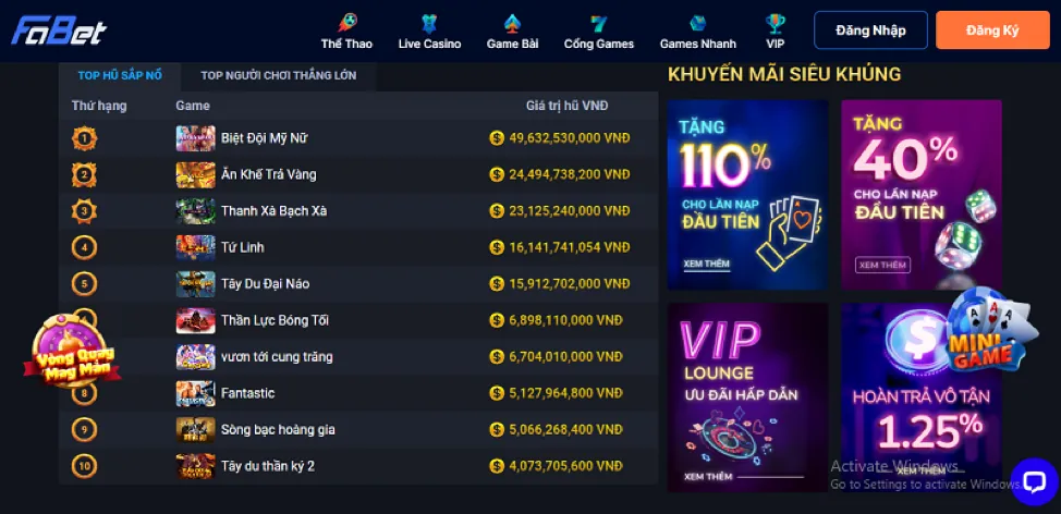Cập nhật game bài và nổ hũ